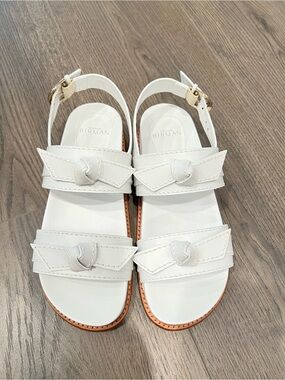 Alexandre Birman White Leather Knotted Strap Sandals